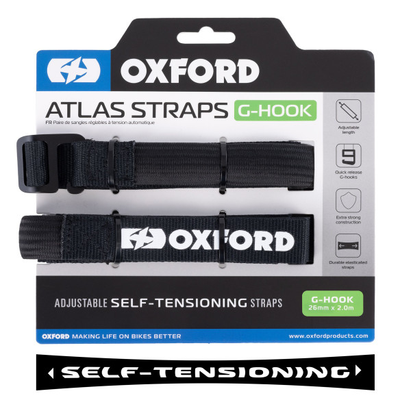 Oxford ATLAS G HOOK 26MM X 2.0M BLACK PAIR